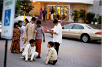 Picture of Indian children playing outside the Vishnu Temple, Toronto